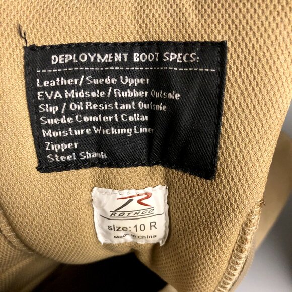 Lightly Used Leather Deployment Combat Tactical Boots in Beige by Rothco - Picture 8 of 13